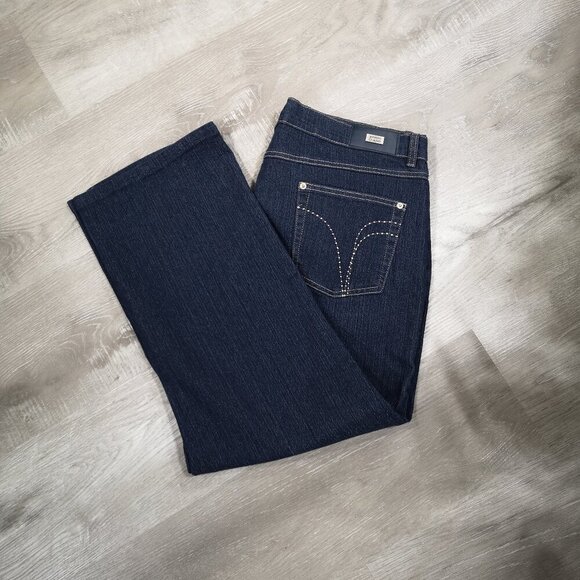 Simon Chang Denim Ladies Size 16 Dark Wash Straight Leg Blue Jeans - Picture 6 of 13